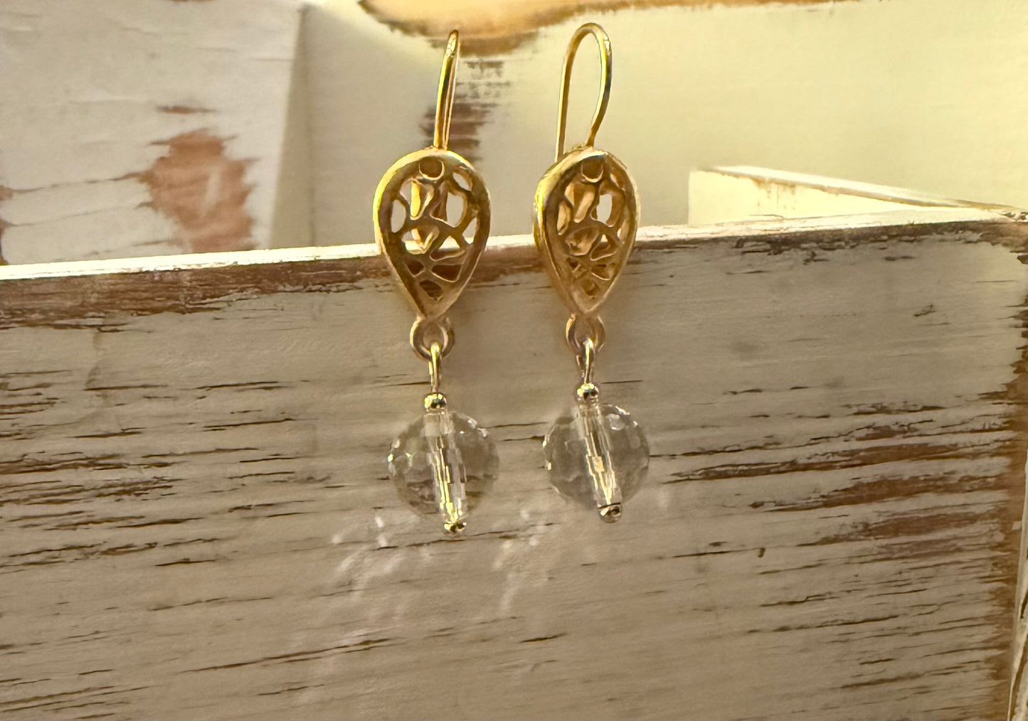 Quartz and Gold Plated Earrings