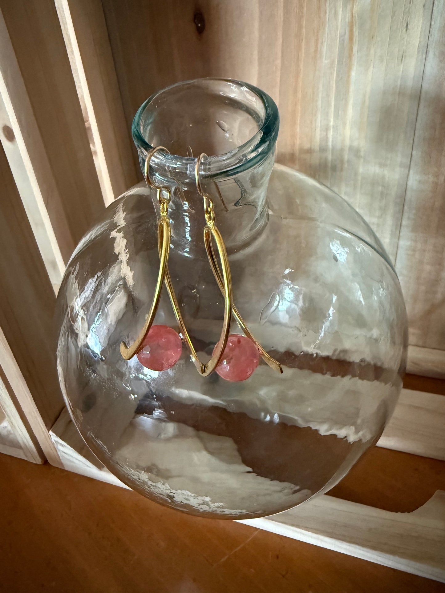 Peach Agate Dangle Earrings