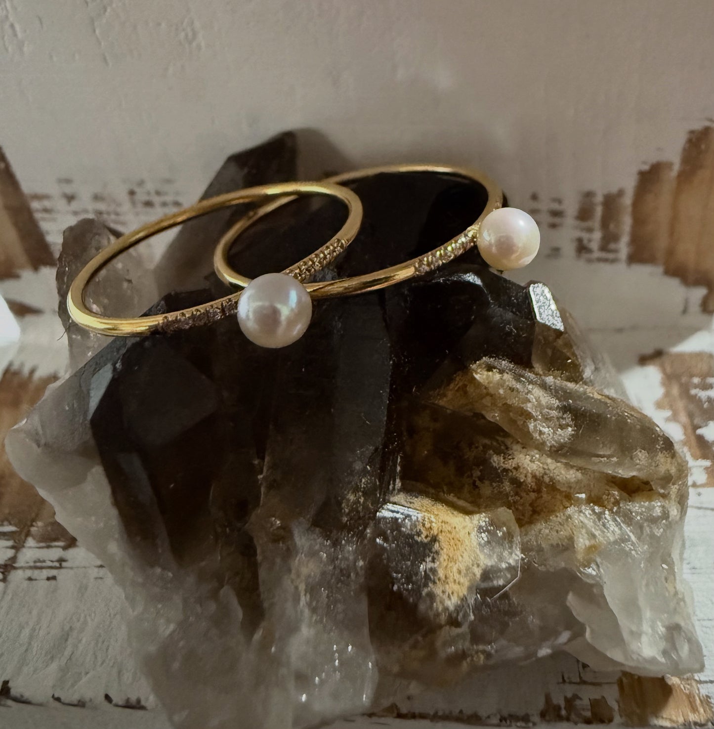 Dainty Gold Filled Pearl Ring with CZ Accents size 7