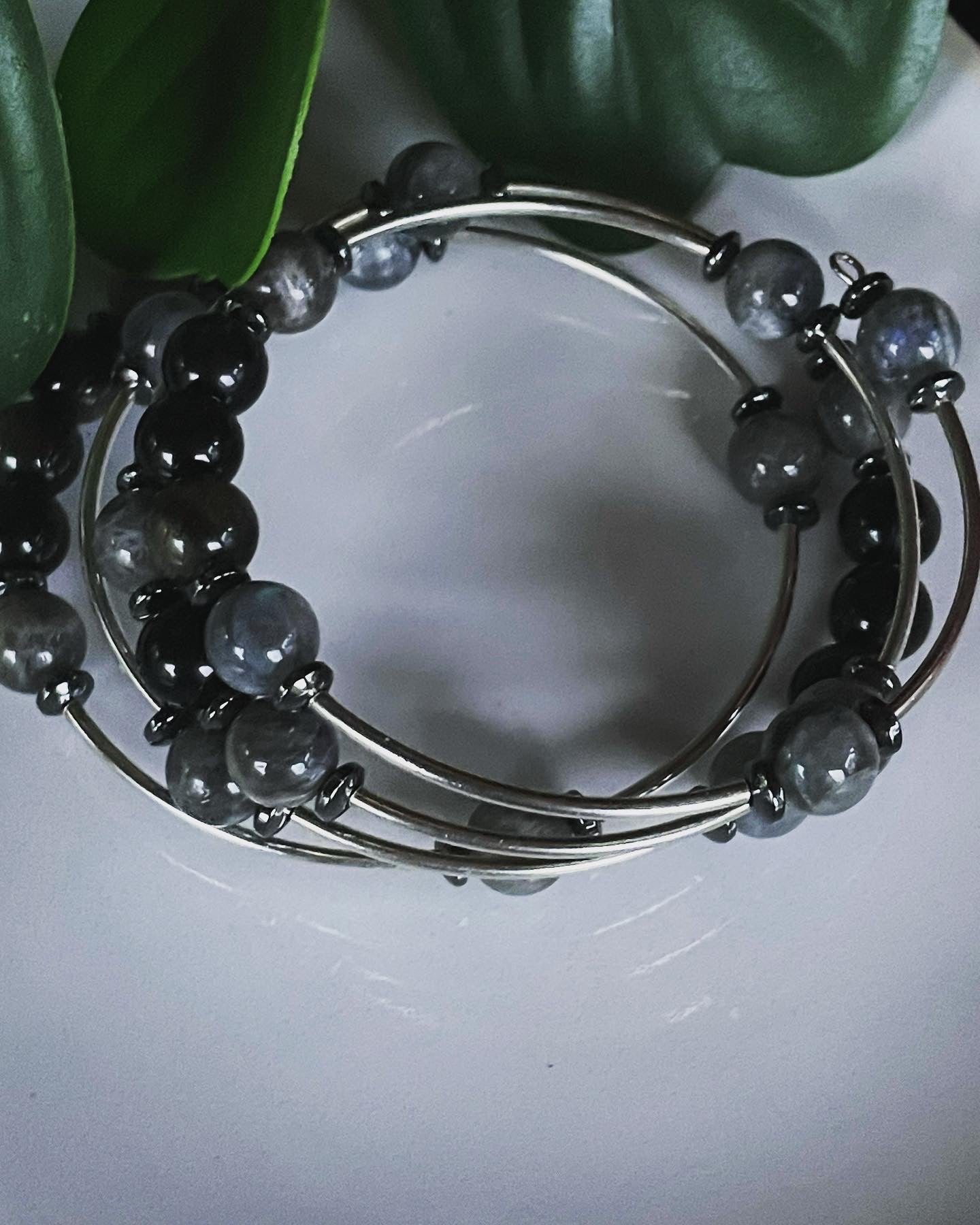 Black and Gray Agate Boho Bracelet