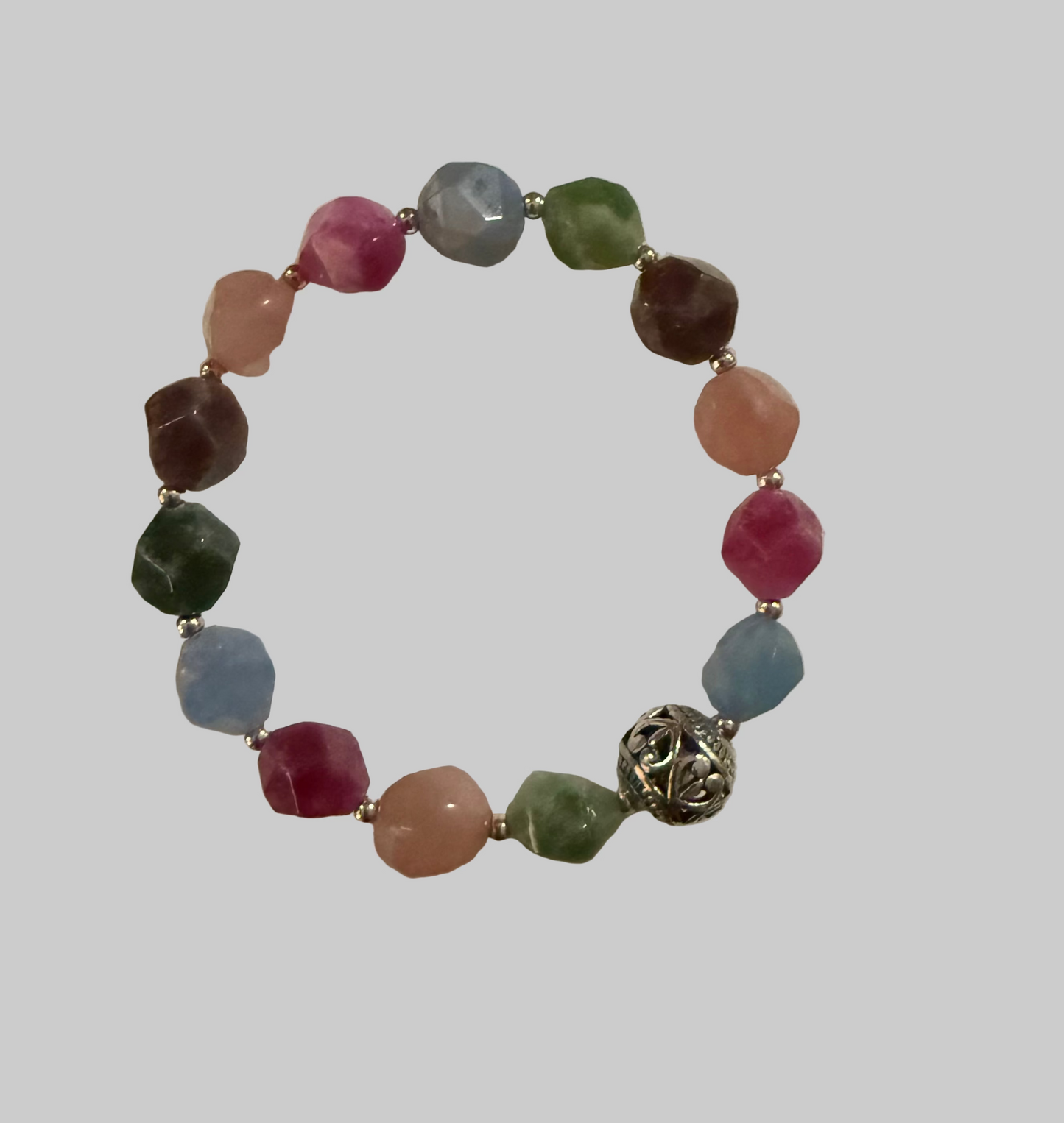Multi Colored Tourmaline Bracelet with Silver Accents