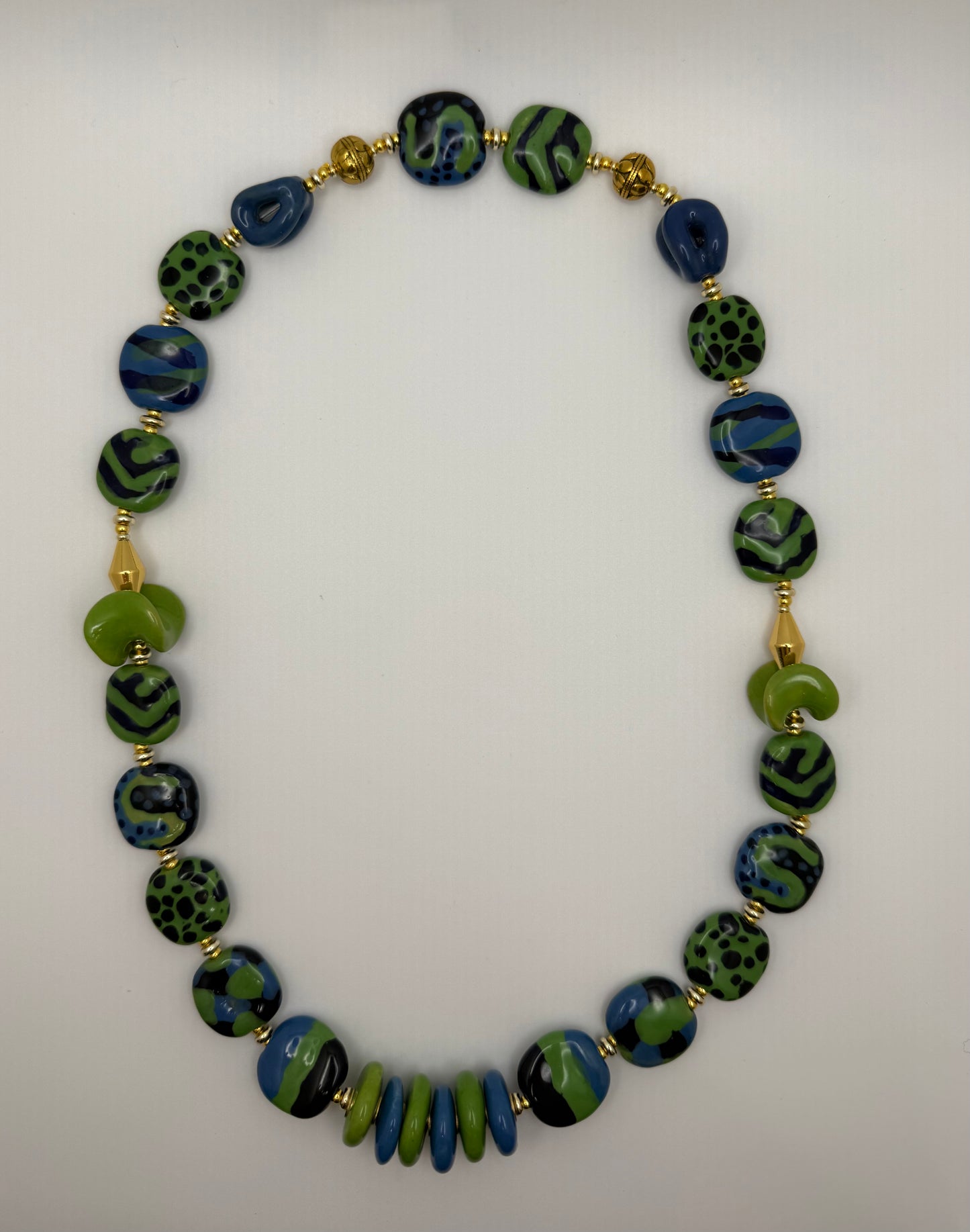 Blue and Green Kazuri Necklace