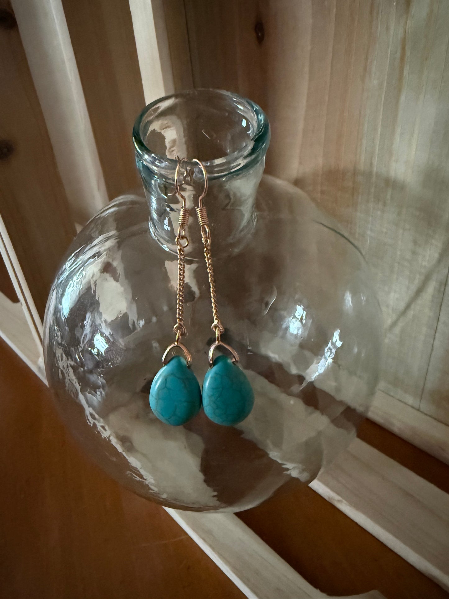 Howlite and Copper Dangle Earrings