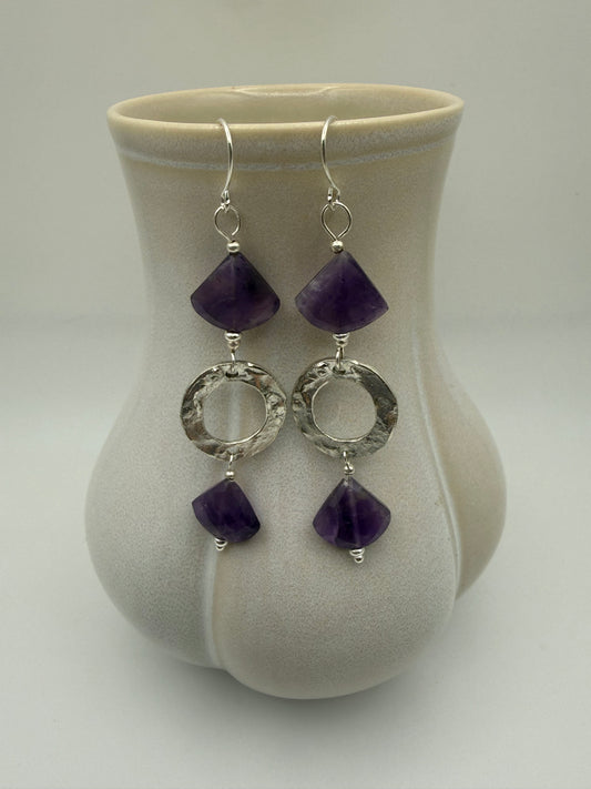 Amethyst and Silver Dangle Earrings
