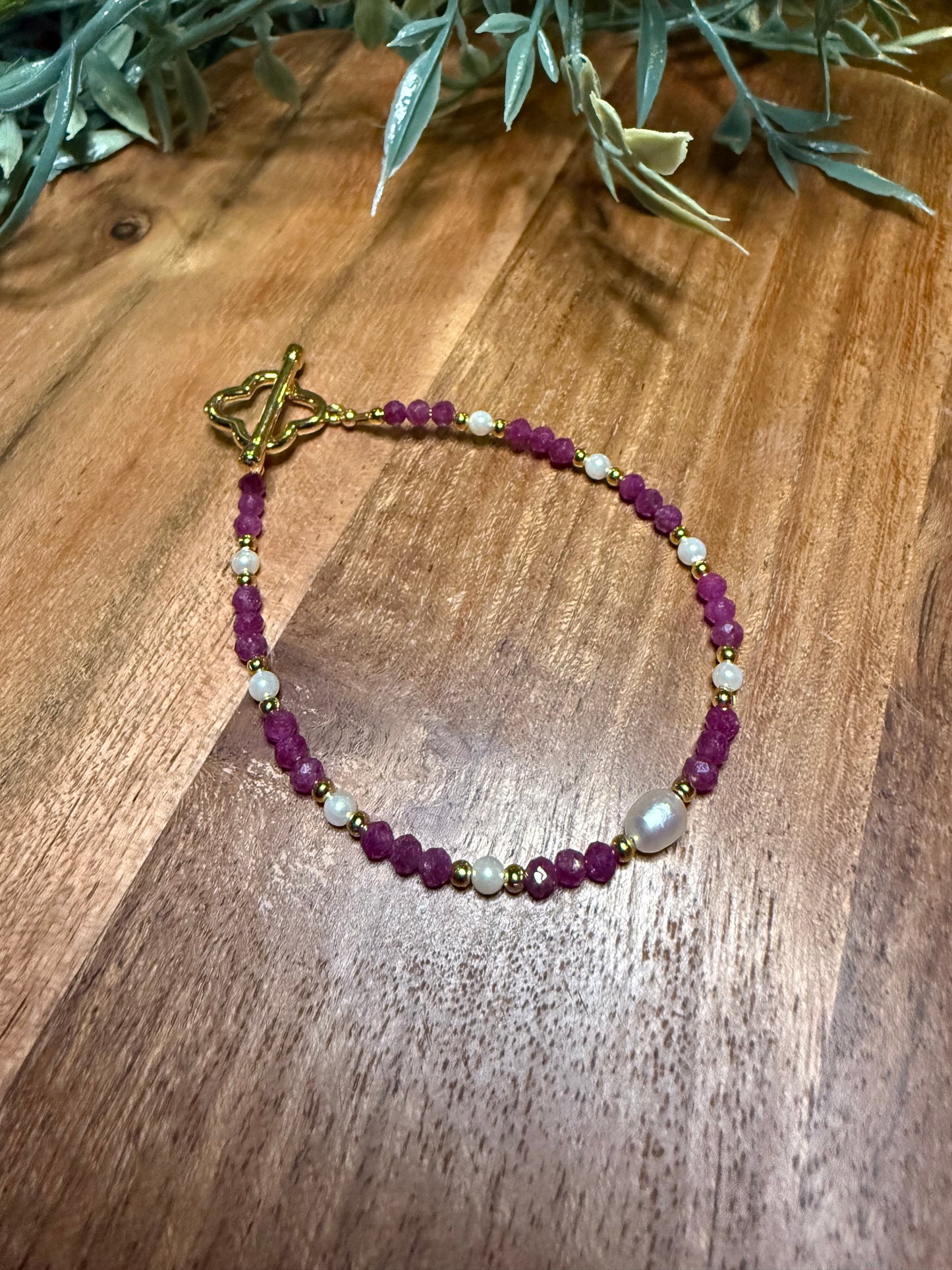 Ruby and Pearl Bracelet