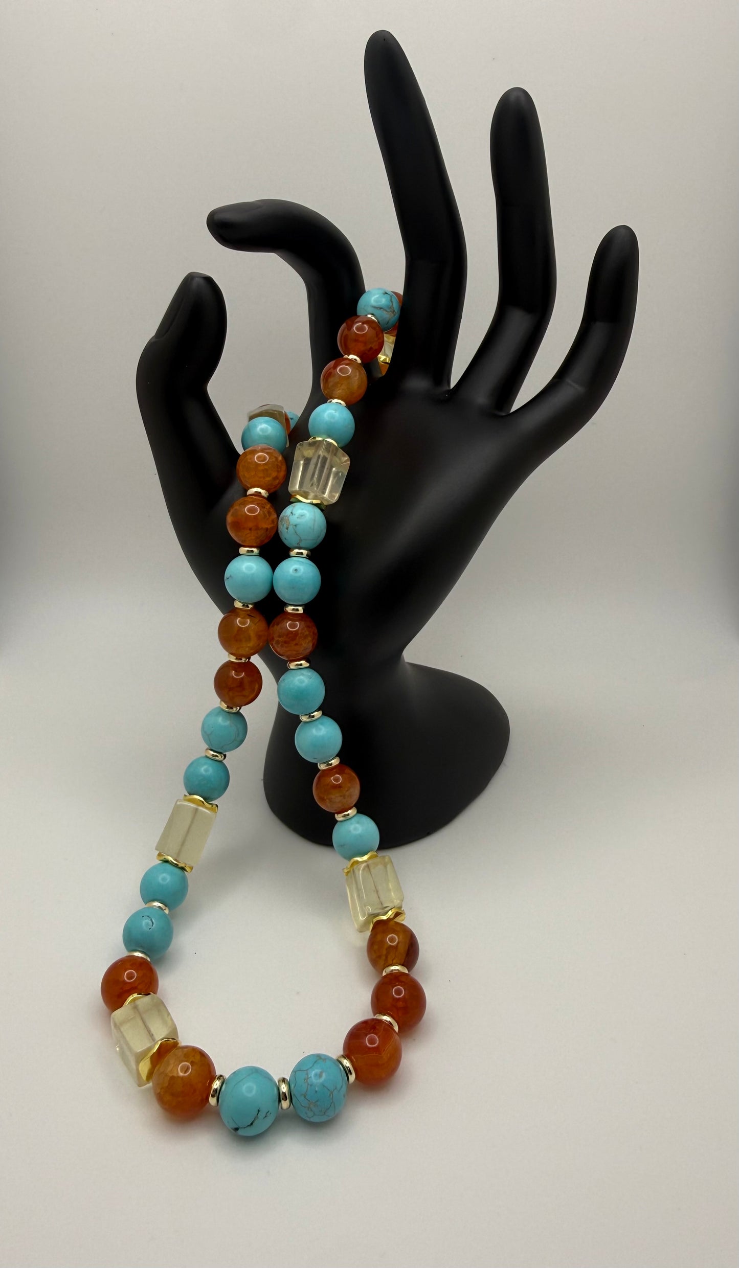 Turquoise, Carnelian and Citrine Necklace