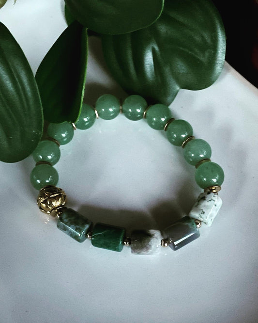 Green Bracelet with Gold Plated Accents