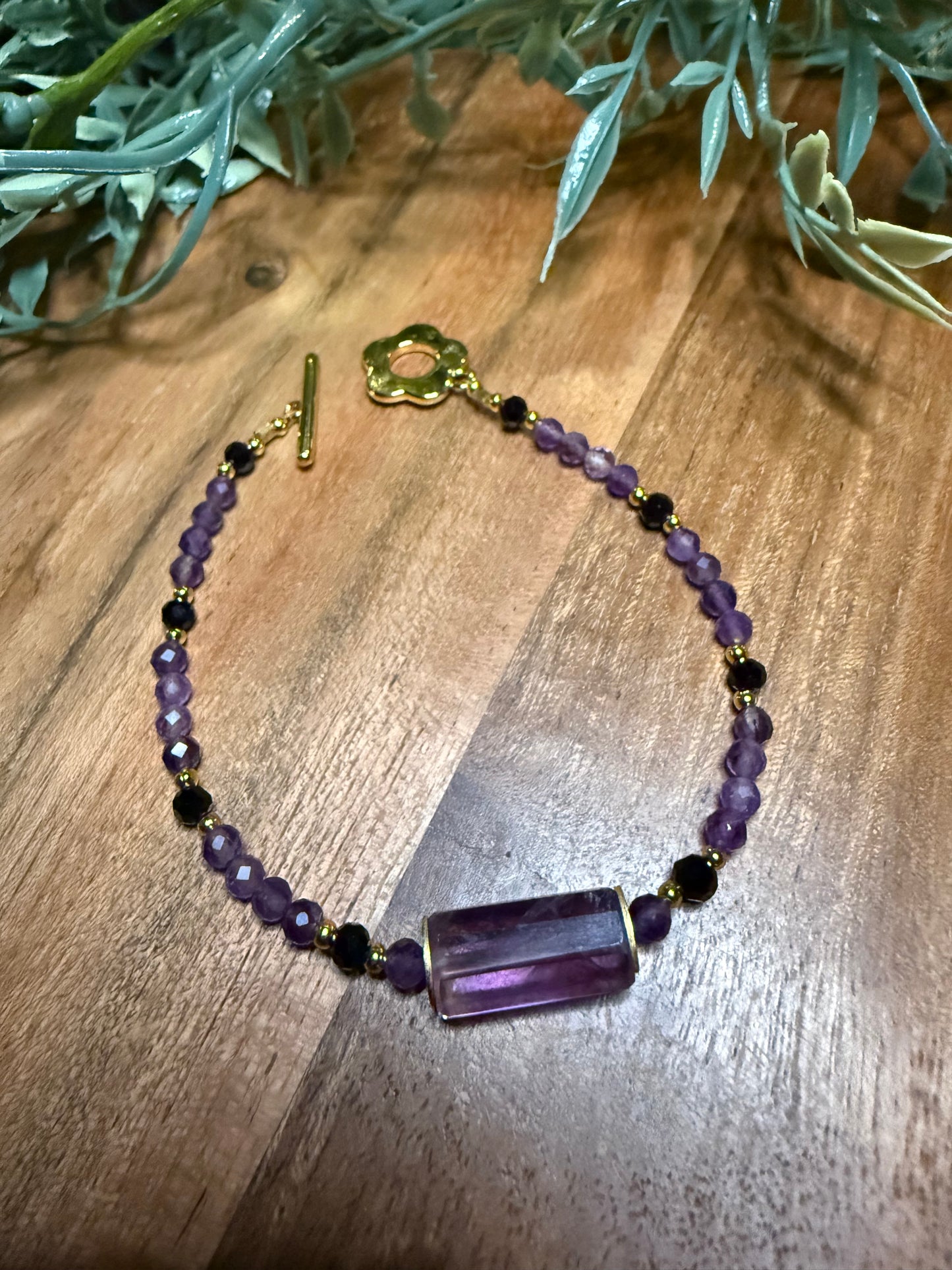 Amethyst and Black Spinel Bracelet