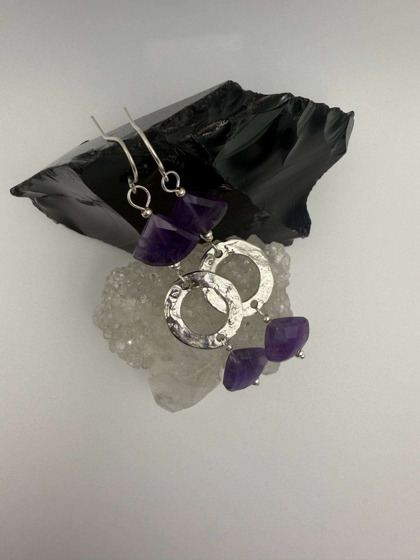 Amethyst and Silver Dangle Earrings