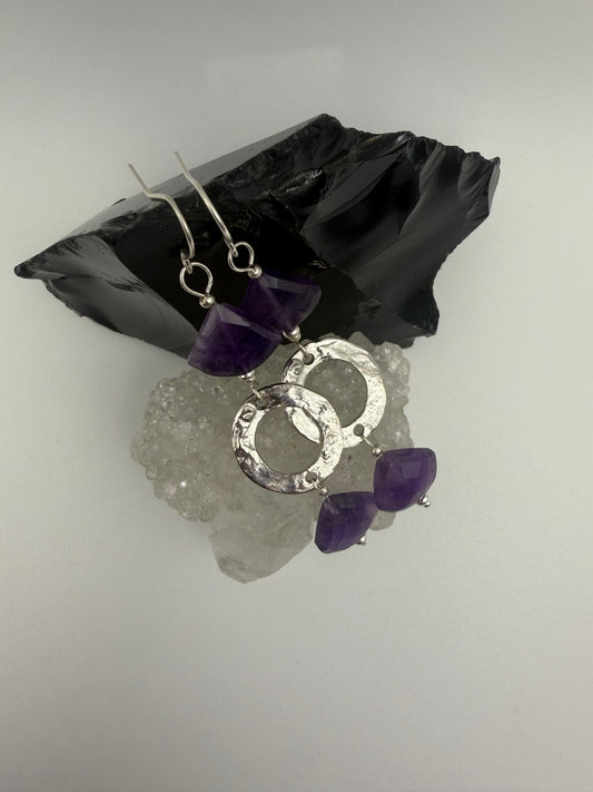 Amethyst and Silver Dangle Earrings