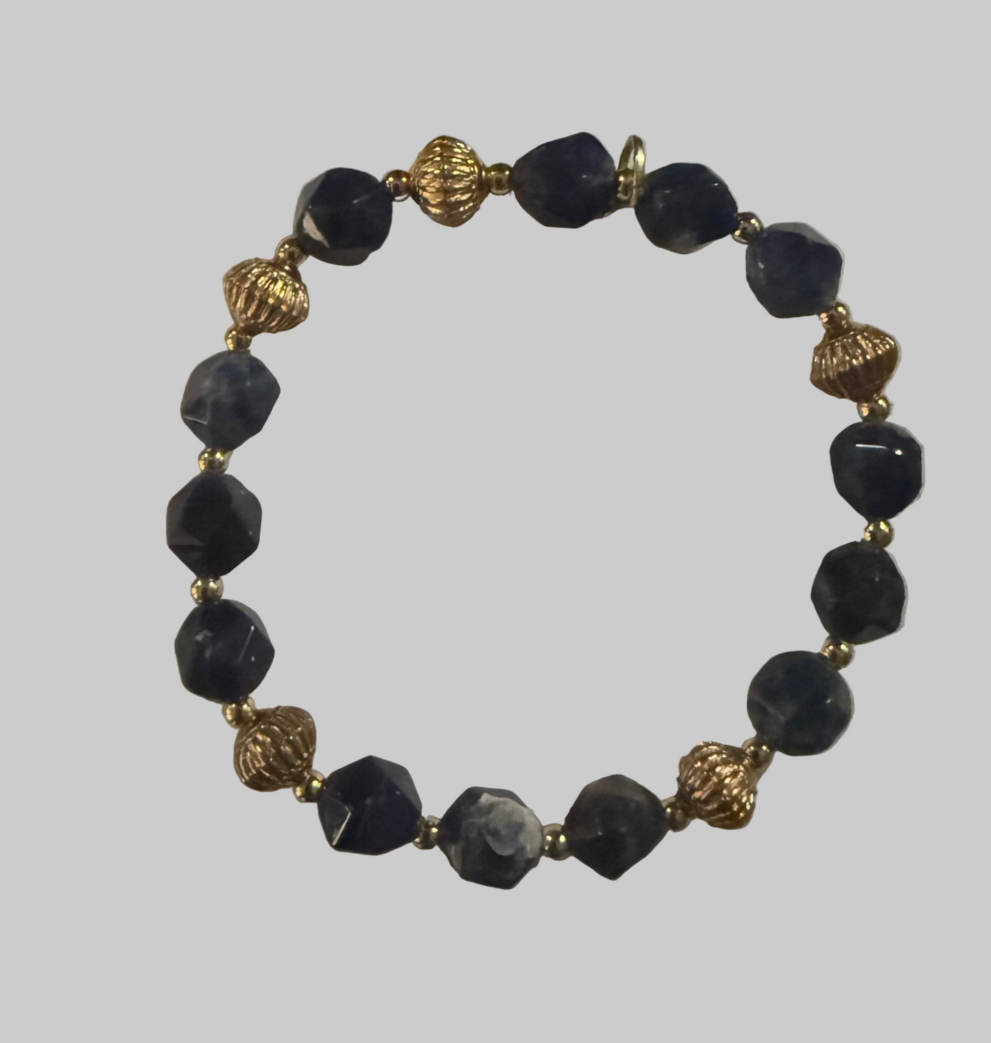 Sodalite Bracelet with Gold Plated Accents