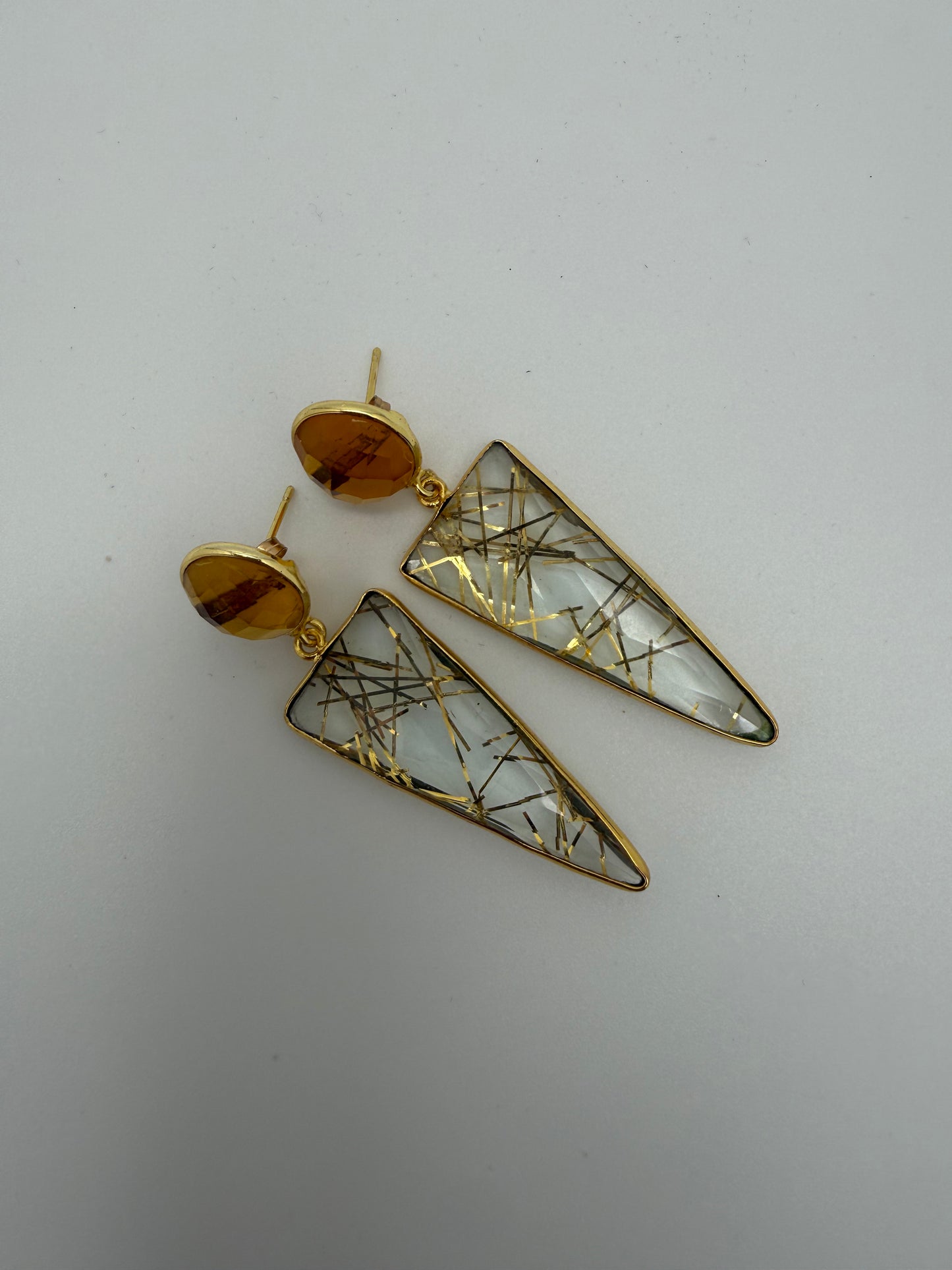 Citrine and Golden Rutilated Quartz Earrings