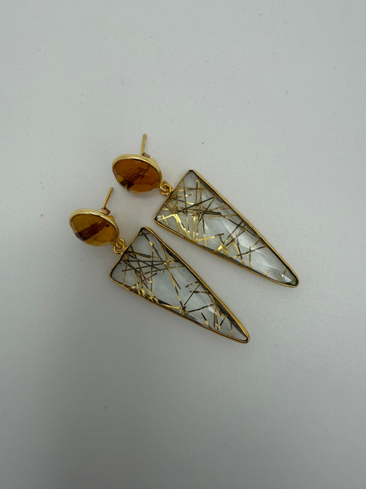 Citrine and Golden Rutilated Quartz Earrings