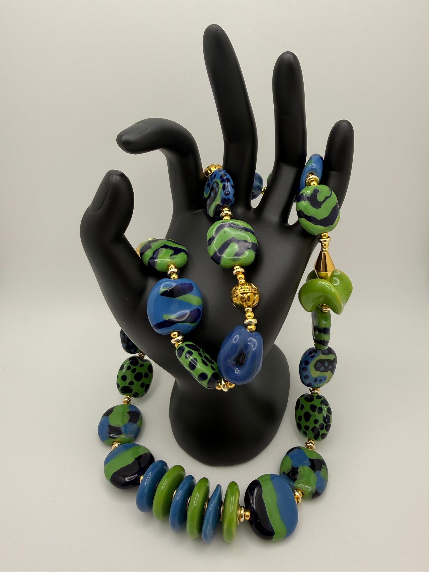 Blue and Green Kazuri Necklace