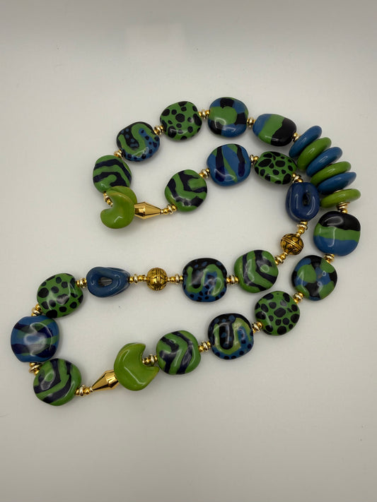 Blue and Green Kazuri Necklace
